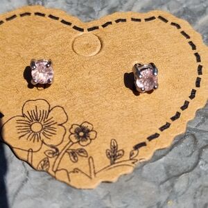 Chic Pink Crystal Stud Earrings